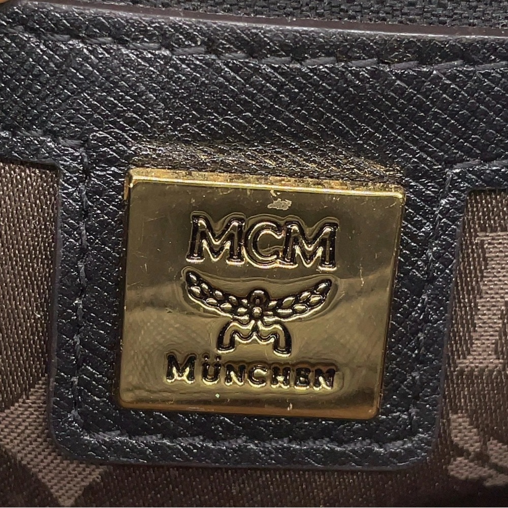 Authentic MCM Gold Hardware Leather Black 2Way Bag with crossbody strap - Picture 15 of 17